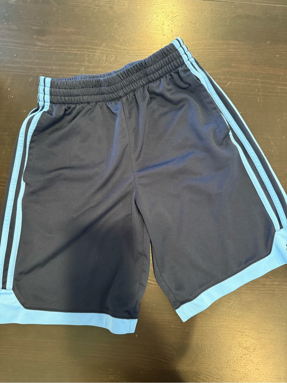 adidas Navy Shorts with Light Blue Trim - Kids